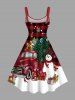 Robe débardeur à carreaux grande taille avec sapin de Noël, bonhomme de neige et flocons de neige, coffret cadeau voiture - Bleu Ciel L