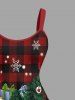 Robe débardeur à carreaux grande taille avec sapin de Noël, bonhomme de neige et flocons de neige, coffret cadeau voiture - Bleu Ciel 1X