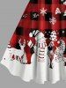 Plus Size Christmas Tree Snowman Snowflake Elk Plaid Print Tank Dress -  