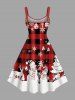 Plus Size Christmas Tree Snowman Snowflake Elk Plaid Print Tank Dress -  