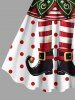 Plus Size Christmas Elf Polka Dots Print Tank Dress -  