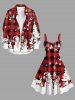 Robe débardeur à carreaux grande taille avec sapin de Noël, bonhomme de neige, flocons de neige et élan - Rouge 4X