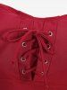 Maillot de bain tankini trois pièces à lacets, imprimé tête de mort, rose, fleur et toile d'araignée, grandes tailles (bretelles réglables) - Rouge M | US 10