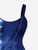 Robe trapèze grande taille à imprimé galaxie ombré et flocons de neige pailletés de Noël - Bleu Ciel 4X