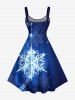 Robe trapèze grande taille à imprimé galaxie ombré et flocons de neige pailletés de Noël - Bleu Ciel 4X
