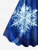 Robe trapèze grande taille à imprimé galaxie ombré et flocons de neige pailletés de Noël - Bleu Ciel 4X