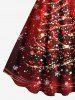 Plus Size Glitter Christmas Tree Snowflake Print Ombre A Line Dress -  