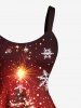 Plus Size Glitter Christmas Tree Snowflake Print Ombre A Line Dress -  