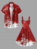 Robe trapèze grande taille à imprimé de boules de neige et paillettes de Noël - Rouge L