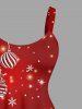 Robe trapèze grande taille à imprimé de boules de neige et paillettes de Noël - Rouge L
