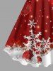 Robe trapèze grande taille à imprimé de boules de neige et paillettes de Noël - Rouge L