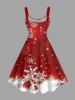 Robe trapèze grande taille à imprimé de boules de neige et paillettes de Noël - Rouge L