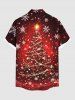Plus Size Glitter Christmas Tree Snowflake Print Ombre Button Pocket Shirt For Men -  