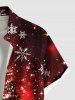 Plus Size Glitter Christmas Tree Snowflake Print Ombre Button Pocket Shirt For Men -  