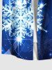 Chemise à poches boutonnées grande taille pour homme, imprimé galaxie ombré pailleté flocons de neige, Noël - Bleu Ciel 2XL