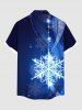 Chemise à poches boutonnées grande taille pour homme, imprimé galaxie ombré pailleté flocons de neige, Noël - Bleu Ciel 2XL