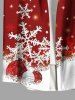 Plus Size Glitter Christmas Snowflake Ball Print Button Pocket Shirt For Men -  