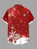 Plus Size Glitter Christmas Snowflake Ball Print Button Pocket Shirt For Men -  