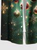 Chemise grande taille pour homme avec motif flocons de neige, nœud papillon et houx, imprimé ombré et poche boutonnée. - Vert S