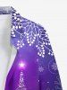Chemise à manches longues boutonnée grande taille pour homme, motif sapin de Noël, flocons de neige et galaxie ombrée - Pourpre  6XL