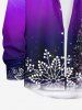 Chemise à manches longues boutonnée grande taille pour homme, motif sapin de Noël, flocons de neige et galaxie ombrée - Pourpre  6XL