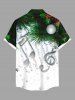 Plus Size Christmas Ball Pinecone Leaf Music Symbol Print Button Pocket Shirt For Men -  