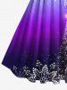 Plus Size Christmas Tree Snowflake Ombre Galaxy Print Vintage Swing A Line Dress -  