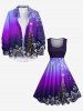 Plus Size Christmas Tree Snowflake Ombre Galaxy Print Vintage Swing A Line Dress -  