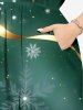 Plus Size Christmas Snowflake Ribbon Ombre Galaxy Print Split Pocket A Line Midi Dress -  