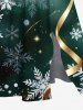Plus Size Christmas Snowflake Ribbon Ombre Galaxy Print Split Pocket A Line Midi Dress -  