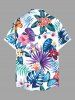 Chemise à poches boutonnées grande taille pour homme, imprimée de feuilles tropicales, d'hibiscus et de branches, style hawaïen. - Blanc XL