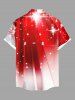 Plus Size Christmas Snowflake Glitter Stars Ombre Print Button Pocket Shirt For Men - Rouge 6XL