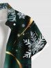 Plus Size Christmas Snowflake Ribbon Ombre Galaxy Print Button Pocket Shirt For Men -  