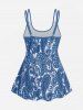 Plus Size Bohemian Paisley Print Tankini Swimsuit with Boyshorts -  