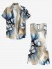 Matching Hawaii Shirt and Romper Plus Size Beach Outfit Flower Leaf Ombre Print For Couples -  