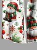 Plus Size Christmas Tree Snowflake Santa Claus Print Button Pocket Shirt For Men -  