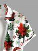 Plus Size Christmas Tree Snowflake Santa Claus Print Button Pocket Shirt For Men -  