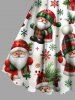 Robe trapèze grande taille imprimée sapin de Noël, flocons de neige et Père Noël - Blanc XXS