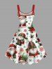 Robe trapèze grande taille imprimée sapin de Noël, flocons de neige et Père Noël - Blanc XS