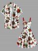 Plus Size Christmas Tree Snowflake Santa Claus Print A Line Dress -  