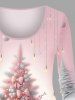Plus Size Christmas Tree Bowknot Gift Box Light Tassel Print Long Sleeves T-shirt -  