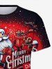 T-shirt imprimé grande taille pour homme, motif Père Noël en traîneau, houx et boîte cadeau de fruits, motif Père Noël et traîneau. - Noir XS