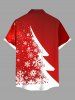Plus Size Christmas Tree Snowflake Print Buttons Pocket Shirt For Men -  