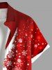 Plus Size Christmas Tree Snowflake Print Buttons Pocket Shirt For Men -  