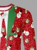 Plus Size Christmas Santa Claus Snowman Snowflake Lapel Collar Tie 3D Print T-shirt For Men -  