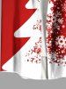 Plus Size Christmas Tree Snowflake Print Buttons Pocket Shirt For Men -  