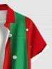 Plus Size Christmas Tree Star Santa Claus Dots Colorblock Print Buttons Pocket Shirt For Men - Vert M