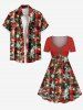 Plus Size Christmas Holly Fruit Snowflake Plaid Print Cinched Dress -  