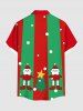 Plus Size Christmas Tree Star Santa Claus Dots Colorblock Print Buttons Pocket Shirt For Men - Vert M