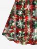 Plus Size Christmas Holly Fruit Snowflake Plaid Print Cinched Dress -  